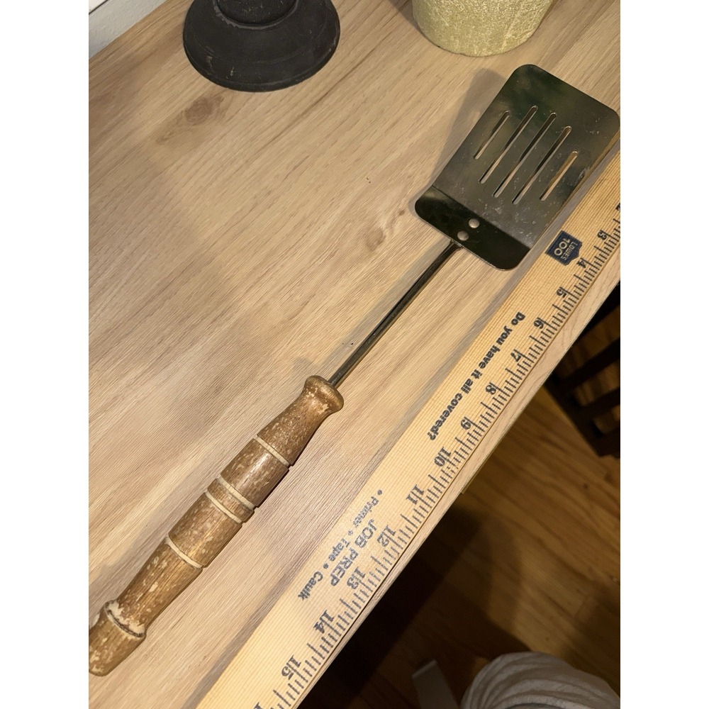 Grilling Spatula Stainless Steel Made In Taiwan Wood Handle Vintage 17"‎